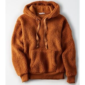 Fifth Sun Fuzzy Soft Pullover Hoodie Warm Neutral Brown XS
